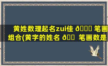 黄姓数理起名zui
佳 🐘 笔画组合(黄字的姓名 🐠 笔画数是多少)